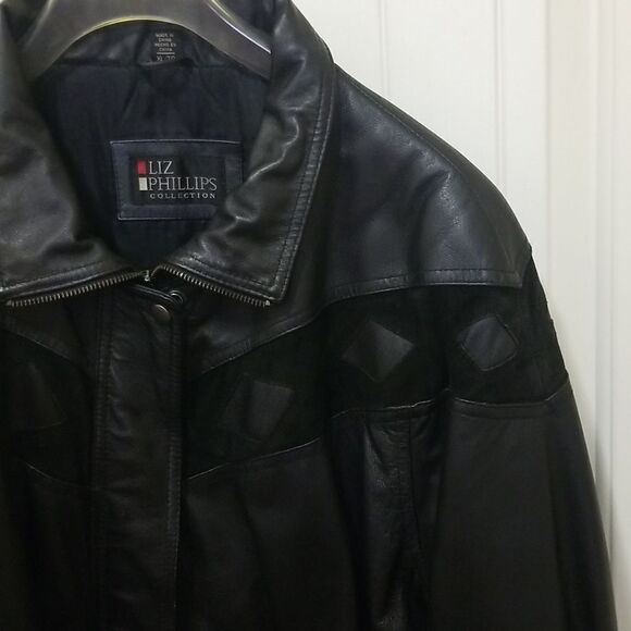 Liz Phillips Vintage %100 Leather Jacket Women's size XL - Picture 5 of 7